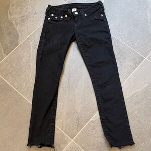 True Religion Women's Black Skinny Jeans - Classic Dark Wash jeans